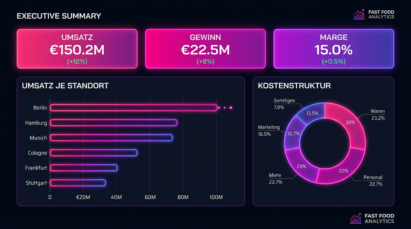Dashboard-Visual für Schnellimbisskette
